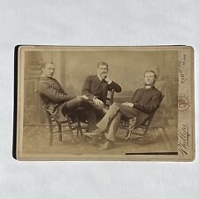 Antique Cabinet Card Photograph Dapper Handsome Men Rocking Chair Red Wing MN picture