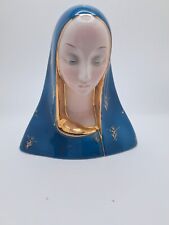 Vtg ITALIAN Ceramic Artist Professor Eugenio Pattarino Madonna Teal Gold SIGNED  picture