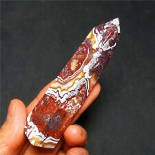 55g Natural Polished  Mexico agate Healing pillar Madagascar 35X16 picture
