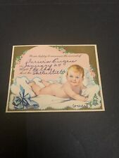 Vintage 1930's Baby Birth Announcement Card Great Graphics picture