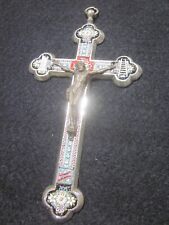 ROMA Antique Micro Mosaic Cross Crucifix FINE Vintage Wall Priest Pectoral Cross picture