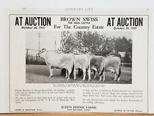 Judd's Bridge Farm Cattle Auction 1937 PRINT AD PHOTO Brown Swiss New Milford CT picture