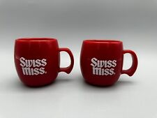 1970's Swiss Miss Hot Chocolate Mugs Red Plastic Coffee Cups White Letters A9 picture