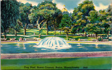 Vtg 1940s Frog Pond Boston Common Massachusetts MA Unused Linen Postcard picture