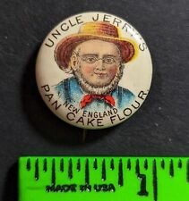 Vintage 1896 Uncle Jerry's Pancake Flour Farmer Pinback Pin picture