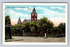 Richland Center WI-Wisconsin, Court House, Clock Tower, Vintage c1938 Postcard picture