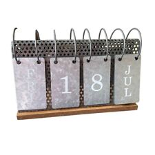 Industrial Desktop Perpetual Flip Calendar u Large Metal Wood Date Numbers Steam picture