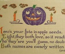 Halloween Postcard Everett Studios Apple Seeds Poem Purple JOL Original picture