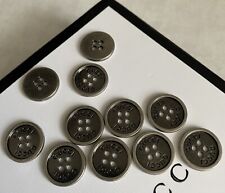Lot of 11 pcs Gucci Flat button metal 16 mm 0,63  inch GG Logo Silver 4- holes picture