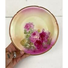 Antique Hand Painted PSL Imperial Alma Pink Rose Dessert Plate 1838 Gold Trim 8