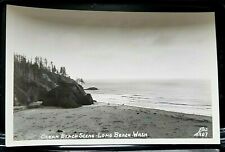 Vintage Real Photo Postcard RPPC Ocean Beach Scene Long Beach WA Ellis Landscape picture