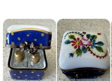 Limoges France Peint Main Handpainted Box W/4 Mini Perfum Scent Bottles picture