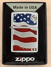 2023 Diamond Plate American Flag Emblem Chrome 29513 Zippo Lighter NEW picture