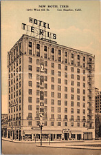 Postcard Antique Hotel Teris 6th Street Los Angeles CA $2 Daily Lamppost picture