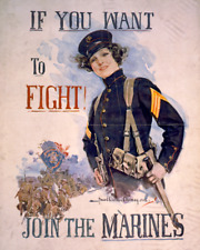 WW1 War Time Poster 8x10 Photo If you want to fight Join the Marines 1915 picture