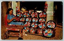Postcard Lacquer Ware of Michoacan Hand Painted Wooden Trays Michoacan Mexico picture