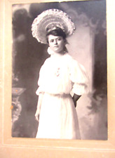 Antique Cabinet Photo by Cornish Arkansas City, Kansas 1903 16 Year Old Girl Hat picture