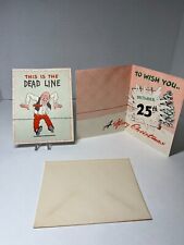 VINTAGE Novo Laughs Funny Christmas Card Novelty Cartoon + Envelope 40s 50s picture