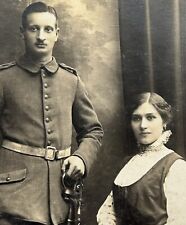 German WW1 Postcard - Never Mailed - WWI Original Uniformed Soldat w/Frau PC picture