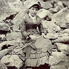 Antique Tintype Photograph Beautiful Young Woman Incredible Dress Sanpaku Eyes picture