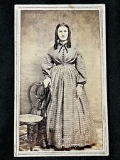 antique 1860s WOMAN in Beautiful DRESS CDV Civil War era CLEAR IMAGE Ring Curls picture