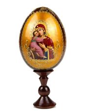 Wooden Easter Egg with Orthodox Christian Icon Our Lady of Vladimir, 7