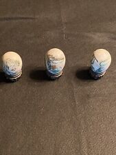Asian Hand Painted Eggs With stands (3) Vintage Beautiful picture