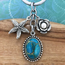 Starfish Keyring Charm, Blue Ocean Jasper Pendant & Rose Freshwater Pearl Charm picture