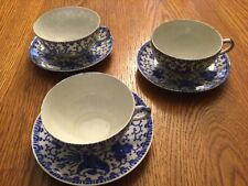 Antique Noritake Morimura Blue White Phoenix Bird Cups and Saucers (3 sets) picture