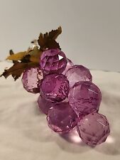 Vintage Lavender Purple Acrylic Lucite Faceted Grape Cluster w/ Leaves 12 Grapes picture