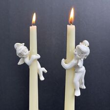 VTG Mid Century Christmas Holt Howard Angel Cherub Candle Huggers Climbers 4” picture