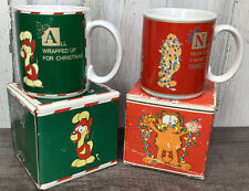Lot Of 2 - Vintage 1978 Garfield & Odie Enesco Ceramic CHRISTMAS Mugs Set picture