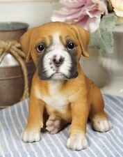 Ebros Lifelike Sitting Fawn Boxer Puppy Dog Figurine With Glass Eyes 6