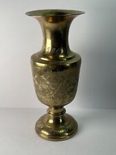 Solid Brass Etched Antique Flower Vase Made in India picture