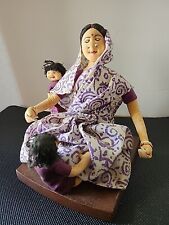 Asian Figurine Wood Base Female Child picture
