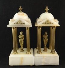 Pr. 19th c. Italian Neoclassical Gilt Bronze & Onyx Temples With God's picture