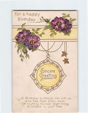 Postcard Birthday Greeting Card with Poem and Flowers Embossed Art Print picture