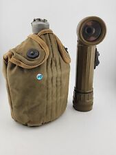 WW1 US M1910 BA. CO 1918 Canteen, LF&C 1918 Cup, and Cover- With WW2 Flashlight. picture