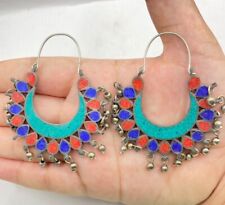 Rare Beautiful Old Vintage Pair Of Color Full Antique Earrings picture
