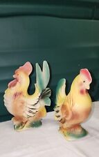 Vintage Royal Copley Ceramic Chicken & Rooster Figurines-small Chip picture
