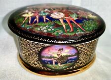 Vintage Ardleigh Elliot & Sons 1992 Porcelain Oval Music Box Swan Lake 836A picture