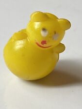 Vtg Gumball Charm Cracker Jack 60's HK ROLY POLY YELLOW BEAR Vending prize toy picture