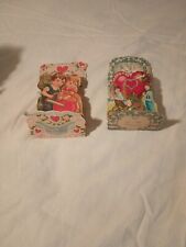 Vintage Lot of 2 Die Cut Embossed Pop Up Valentine Cards picture