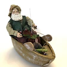 Clothtique Possible Dreams Santa Fishing In Boat Vacation Santa Figurine picture