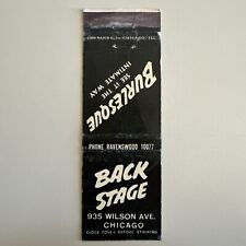 Vintage 1950s Back Stage Burlesque Chicago Girlie Matchbook Cover picture