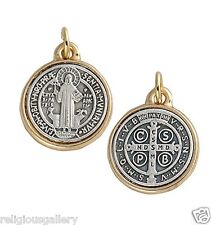 Saint St Benedict Two Tone Catholic Religious Medals Made in Italy,3 Set-Medium picture