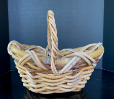 Antique Hand Mad Folk Art Gathering Handled Basket Vintage Rustic Woven picture