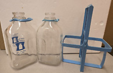 Vintage **LAWSON'S Half 1/2 Gallon Glass Milk Jug w/Carrier Handle picture