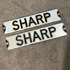 Antique Metal White & Black Street Signs Road Sharp Street Matching Set Pair picture