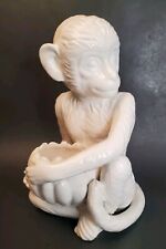 Vintage White Monkey w Banana Bowl Planter / Potpourri Figurine MCM Ceramic  picture